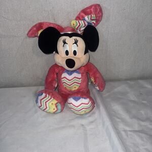 Disney Collection Bright Pink Minnie Mouse Easter Egg Plush Bunny Ears 2017